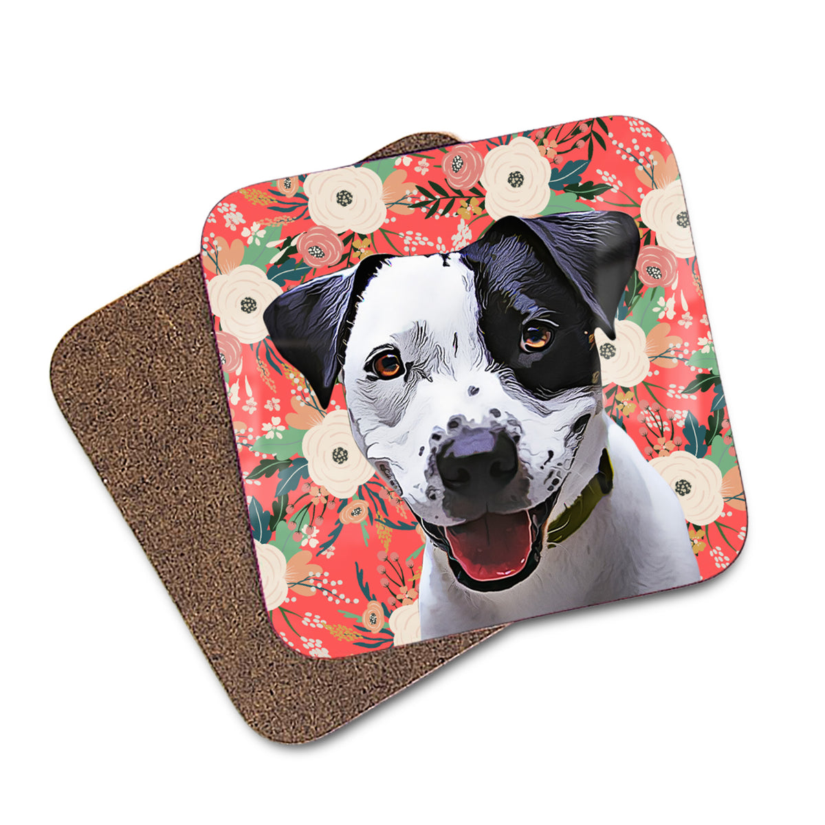 Personalized Bloom Pet Coasters pack of 4 PoochPrints