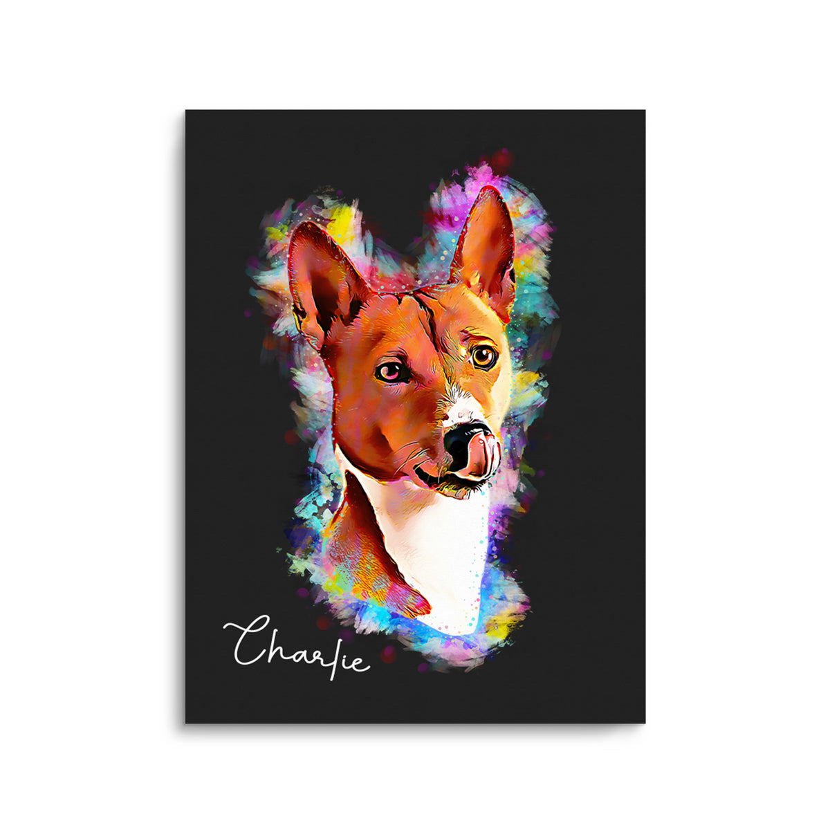 Personalized Pet Portrait Prints Black Neon Color Style PoochPrints