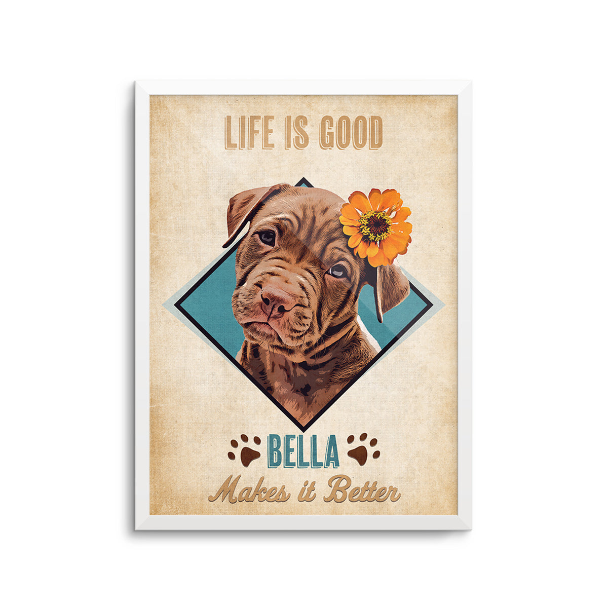 Personalized Pet Portrait Prints Retro Style PoochPrints