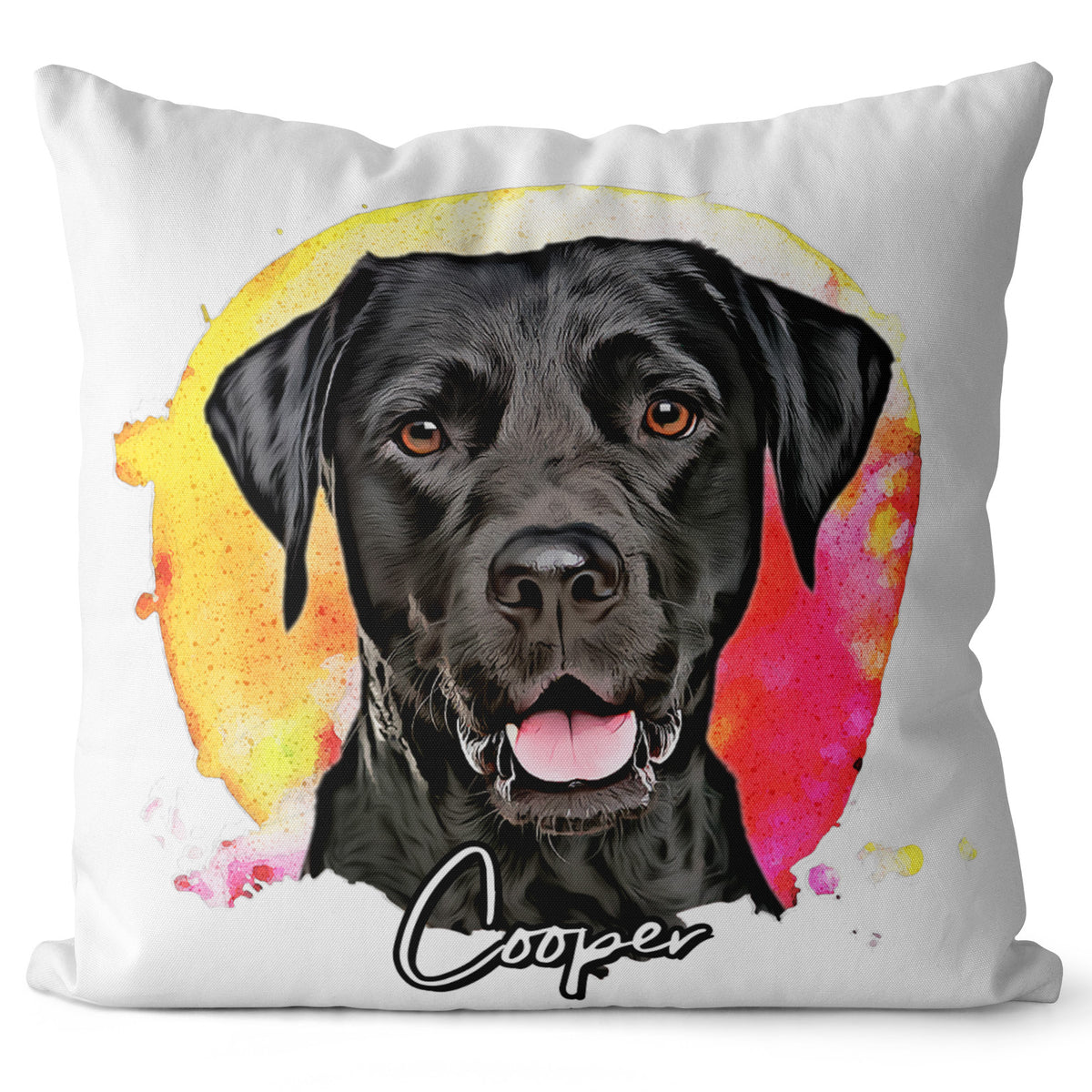 Personalized Pet Portrait Pillow Watercolor Style PoochPrints