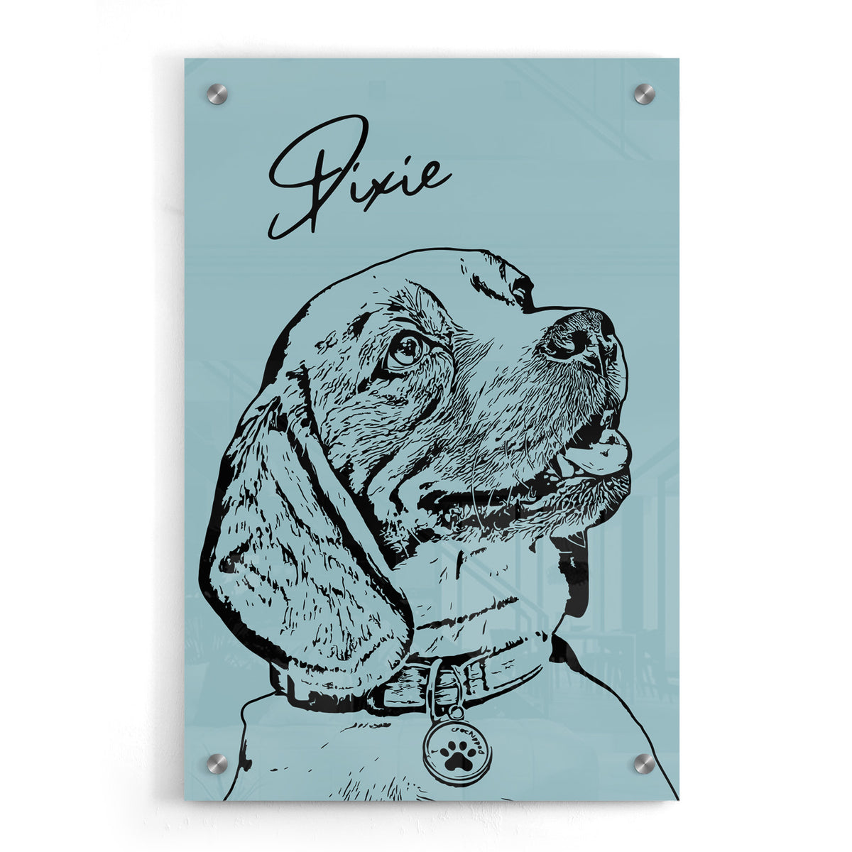 Personalized Acrylic Pet Portrait Prints Minimalistic Style PoochPrints